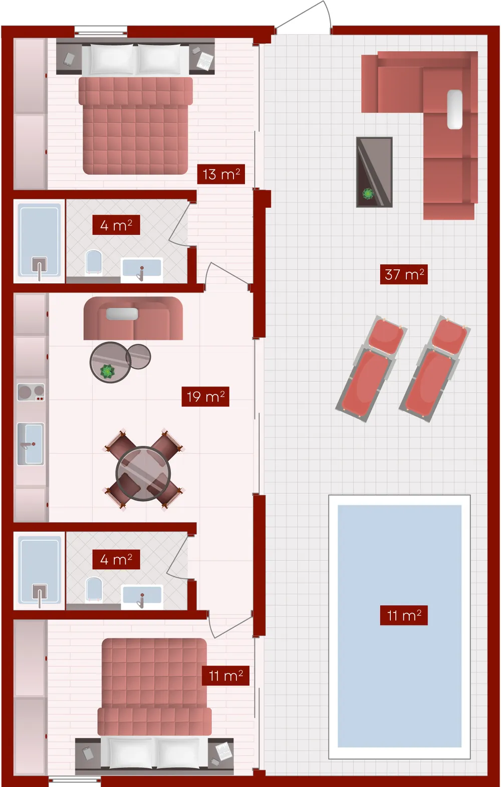 Ramada Nusa Dua — схема участка и бассейна виллы